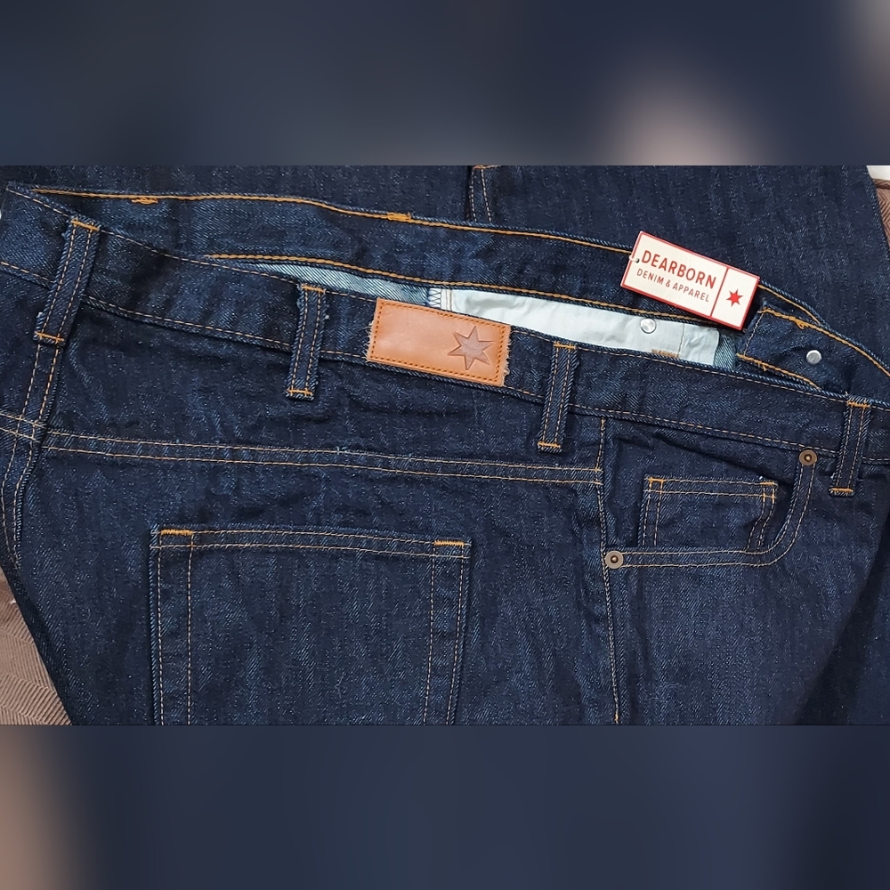 DEARBORN DENIM & APPAREL MEN'S DARK WASH BOOTCUT JEANS 42X32 NWT MADE IN CHICAGO